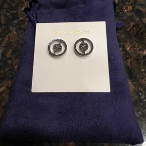 Tory Burch silver logo stud earrings